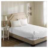 Beautyrest 3M Scotchgard Heated Mattress-Pad Secure Comfort Technology-Luxury Quilted Electric Deep Pocket-5-Setting Controllers, King, White