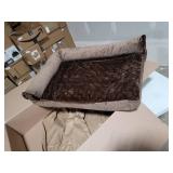 Furhaven Cooling Gel Foam Pet Bed for Dogs and Cats - L Chaise Sofa Plush Fur and Velvet Couch Dog Bed with Removable Washable Cover, Sable Brown, Medium
