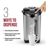 Chefman Electric Hot Water Pot Urn w/ Auto & Manual Dispense Buttons, Safety Lock, Instant Heating for Coffee & Tea, Auto-Shutoff/Boil Dry Protection, Insulated Stainless Steel, 5.3L/5.6 Qt/30+ Cups