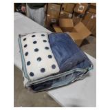 Urban Habitat Cotton Comforter Set-Tufts Pompom Design All Season Bedding, Matching Shams, Decorative Pillows, Twin/Twin XL(68"x92"), Brooklyn, Jacquard Indigo