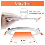 AKT LIGHTING 12-Piece 6-inch LED Ultra-Thin recessed Ceiling Light with Junction Box, 6W Cool White 5000K high Brightness dimmable Downlight 850lm recessed Spotlight -ETL Certification
