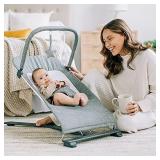 Baby Delight Alpine Deluxe Portable Bouncer, Charcoal Tweed , 28x18x21 Inch (Pack of 1)