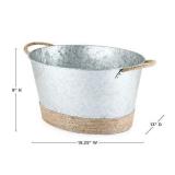Twine Seaside Jute Rope Wrapped Farmhouse Galvanized Ice Metal Beverage Tub, Wine, Beer Bottle Bucket, 4.5 Gallons