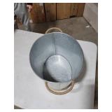 Twine Seaside Jute Rope Wrapped Farmhouse Galvanized Ice Metal Beverage Tub, Wine, Beer Bottle Bucket, 4.5 Gallons