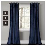 Lush Decor Prima Velvet Curtains Color Block Room Darkening Window Panel Set for Living, Dining, Bedroom (Pair), 95" L, Navy