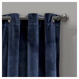 Lush Decor Prima Velvet Curtains Color Block Room Darkening Window Panel Set for Living, Dining, Bedroom (Pair), 95" L, Navy