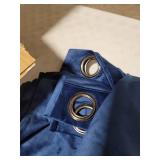 Lush Decor Prima Velvet Curtains Color Block Room Darkening Window Panel Set for Living, Dining, Bedroom (Pair), 95" L, Navy