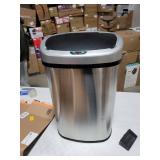 iTouchless 13 Gallon SensorCan KitchenTrash Can with Odor Filter, Stainless Steel, Oval Shape, Sensor-Activated Lid Garbage Bin for Home, Office, Slim Space-Saving, Battery & AC Adapter not included