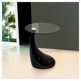 Fab Glass and Mirror Side Coffee Table, 18 in, Black