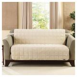 Sure Fit Velvet Deluxe Pet Armless Loveseat Slipcover with Sanitize Odor Release