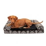 FurHaven Pet Dog Bed Cooling Gel Memory Foam Orthopedic Southwest Kilim Sofa-Style Couch Pet Bed for Dogs & Cats, Black Medallion, Large