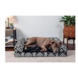FurHaven Pet Dog Bed Cooling Gel Memory Foam Orthopedic Southwest Kilim Sofa-Style Couch Pet Bed for Dogs & Cats, Black Medallion, Large