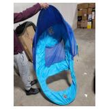 SwimWays Spring Float Recliner with Canopy Water Summertime Lounge Seat, Blue