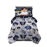 Franco Kids Bedding Super Soft Comforter and Sheet Set with Sham, 5 Piece Twin Size, Batman