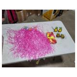 2 Sets 60 cm Hawaiian Hula Grass Skirt with Pineapple Sunglasses Flower Accessories, Straw (Pink Skirts)