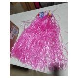 2 Sets 60 cm Hawaiian Hula Grass Skirt with Pineapple Sunglasses Flower Accessories, Straw (Pink Skirts)