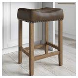 Nathan James Hylie Nailhead Wood Pub-Height Kitchen Counter Bar Stool 24", Dark Brown/Light Brown