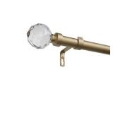 Crystal Ball 1" Curtain Rod and Finial Set, Gold, 36"-72"