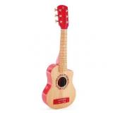 Hape E0602 Flame First Kids Wooden Toy Guitar Ukelele Musical Instrument, Red