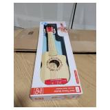 Hape E0602 Flame First Kids Wooden Toy Guitar Ukelele Musical Instrument, Red