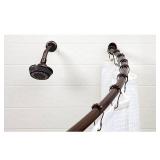 Bath Bliss Wall Mountable Curved Adjustable Shower Rod in Bronze