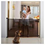EasyBaby Products Extra Wide Indoor Outdoor Retractable Baby Gate, 33" Tall, Extends up to 71" Wide, Black