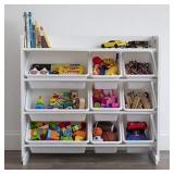 Humble Crew Toy Storage Organizer with Shelf and 9 Storage Bins, White