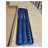 Ernst Manufacturing 18-Inch Socket Boss, Premium 3-Rail Multi-Drive Socket Organizer, Blue (8451A)