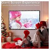 Projector Screen 180 inch, Upgraded PVC Black Backing 4K 16:9 HD Portable Projector Screen, Premium Indoor Outdoor Movie Screen Anti-Crease Projection Screen for Home Theater Backyard Movie.