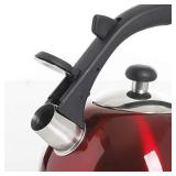 Mr Coffee Claredale Stainless Steel Whistling Tea Kettle, 2.2 Quarts, Red