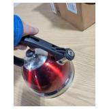 Mr Coffee Claredale Stainless Steel Whistling Tea Kettle, 2.2 Quarts, Red