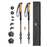 Cascade Mountain Tech Trekking Poles - Aluminum Hiking Walking Sticks with Adjustable Locks Expandable to 54" (Set of 2), Cork Grip, Orange
