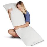 Full Body Pillow for Adults - GreenGuard Gold Certified 20 x 54 Long Pillow w/ Shredded Memory Foam & Kool-Flow Pillow Cover, Made in The USA