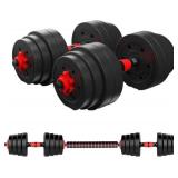 Adjustable Weights Dumbbells Set Pair Total 22/88/110Lbs, Free Weight Dumbbells with Connecting Rod Used As Barbell Set, Strength Training Equipment for Men Women Gym Workout Fitness Exercise
