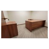 L Shaped Wooden Laminate Office Desk W/ 2 Drawer Filing Cabinet