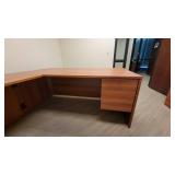 L Shaped Wooden Laminate Office Desk W/ 2 Drawer Filing Cabinet