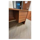 L Shaped Wooden Laminate Office Desk W/ 2 Drawer Filing Cabinet