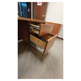 L Shaped Wooden Laminate Office Desk W/ 2 Drawer Filing Cabinet