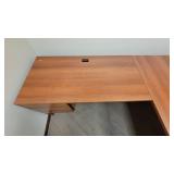 L Shaped Wooden Laminate Office Desk W/ 2 Drawer Filing Cabinet