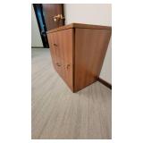 L Shaped Wooden Laminate Office Desk W/ 2 Drawer Filing Cabinet