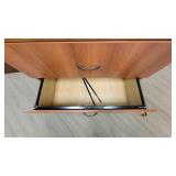 L Shaped Wooden Laminate Office Desk W/ 2 Drawer Filing Cabinet