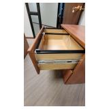 L Shaped Wooden Laminate Office Desk W/ 2 Drawer Filing Cabinet