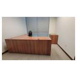 L Shaped Wooden Laminate Office Desk W/ 2 Drawer Filing Cabinet