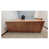 L Shaped Wooden Laminate Office Desk W/ 2 Drawer Filing Cabinet
