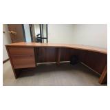 L Shaped Wooden Laminate Office Desk W/ 2 Drawer Filing Cabinet