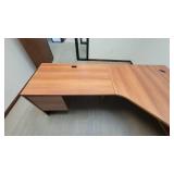 L Shaped Wooden Laminate Office Desk W/ 2 Drawer Filing Cabinet