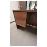 L Shaped Wooden Laminate Office Desk W/ 2 Drawer Filing Cabinet