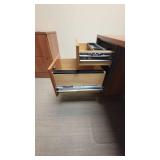 L Shaped Wooden Laminate Office Desk W/ 2 Drawer Filing Cabinet