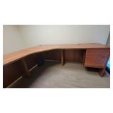 L Shaped Wooden Laminate Office Desk W/ 2 Drawer Filing Cabinet