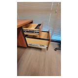 L Shaped Wooden Laminate Office Desk W/ 2 Drawer Filing Cabinet